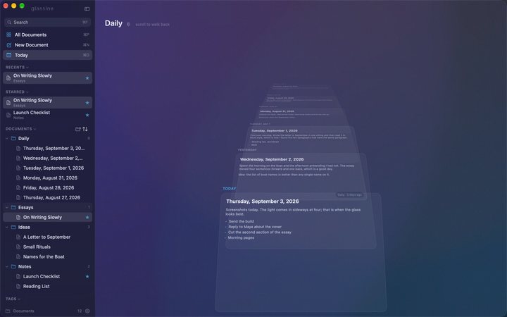 Timelapse, the corridor of daily notes